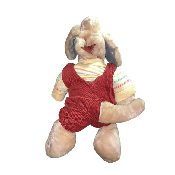 Ganz Bros Wrinkles the Dog Hand Puppet Plush Overalls‎ Puppy 17” w/ Bone VTG 80s - Picture 11 of 13